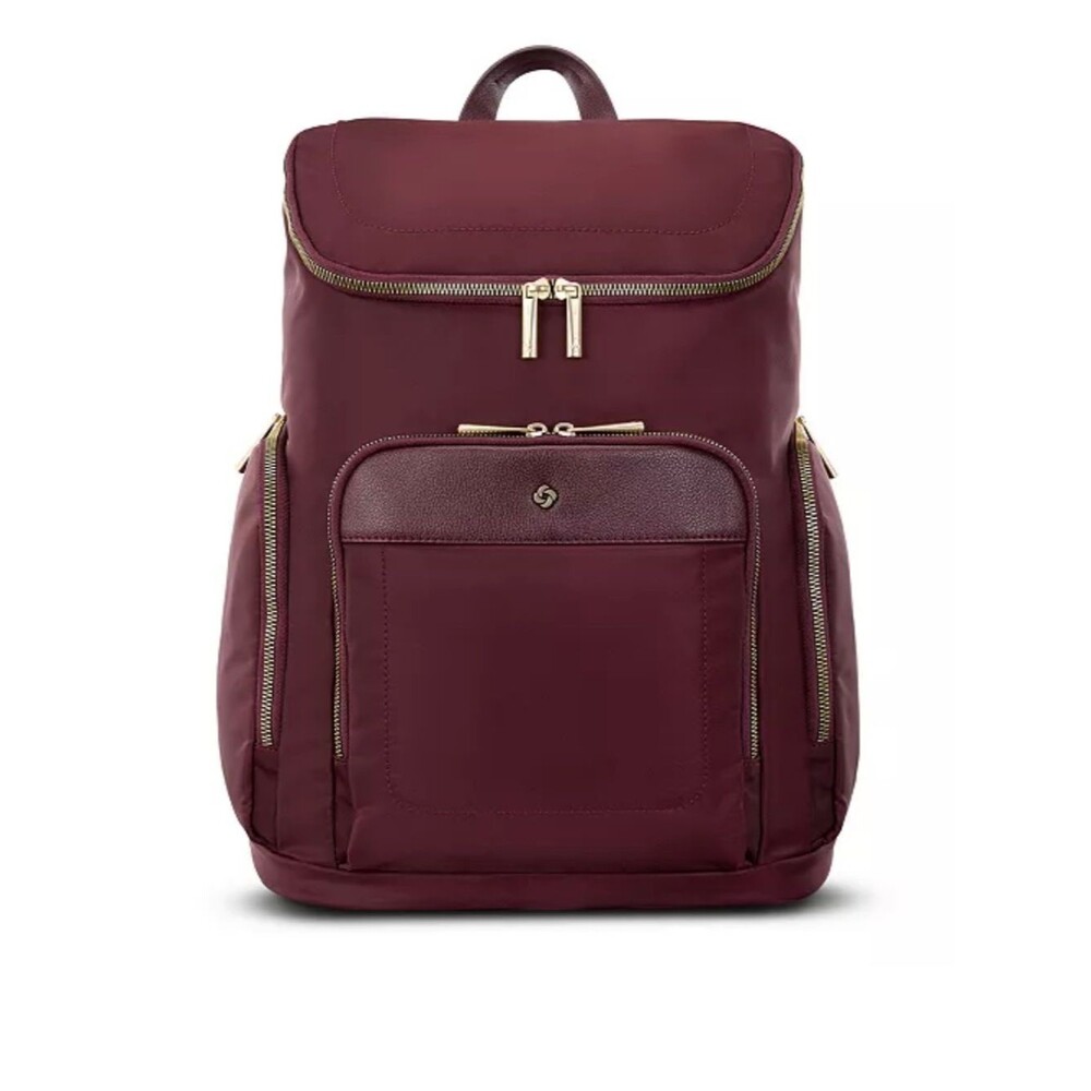 Samsonite Burgundy Backpack Mobile Solution 2 Deluxe 17" Backpack with Gold Acce